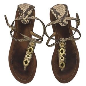 COACH Siennah natural snake print turnlock sandals